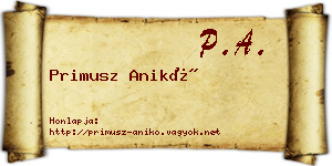 Primusz Anikó névjegykártya